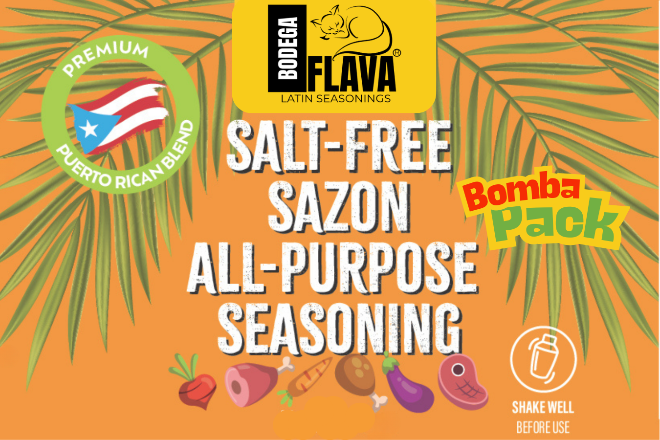 Bodega Flava Bomba BUndle Natural Salt-Free Sazon All-Purpose Seasoning 8oz